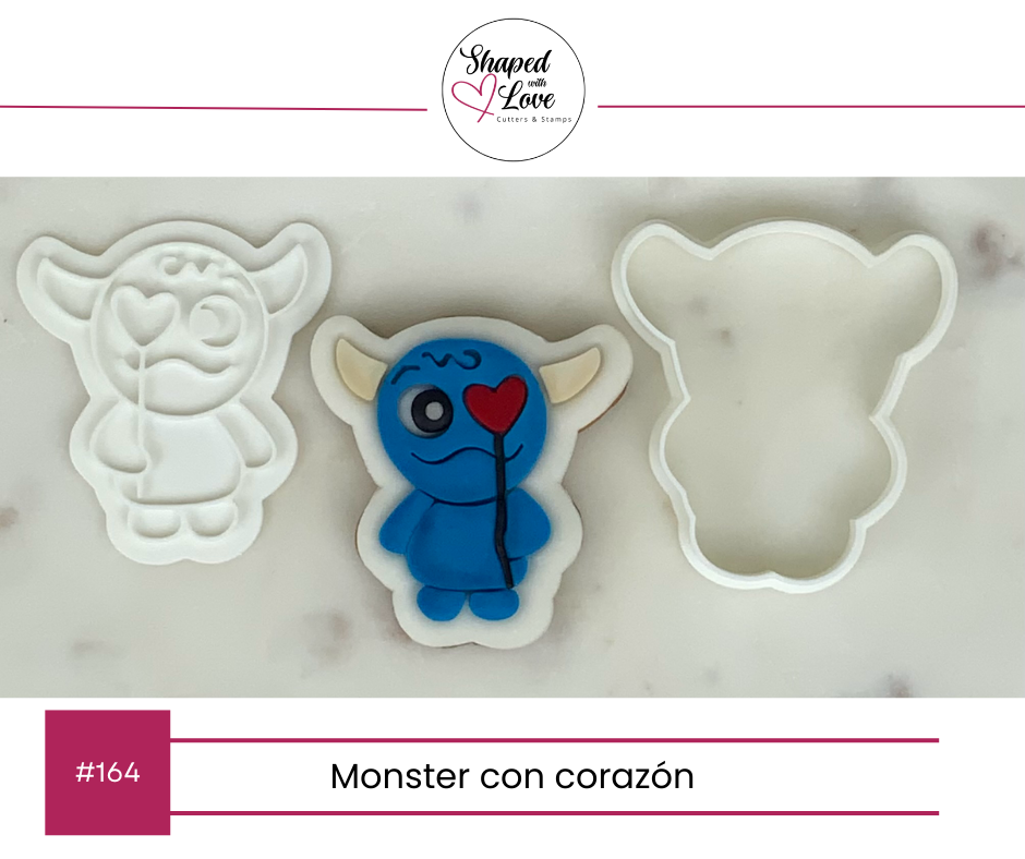 Monster con corazon Cookie Cutter Stamp