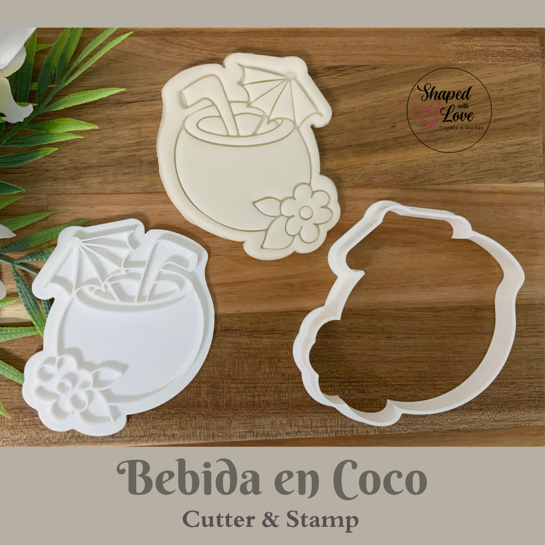 Bebida en coco Cookie Cutter Stamp