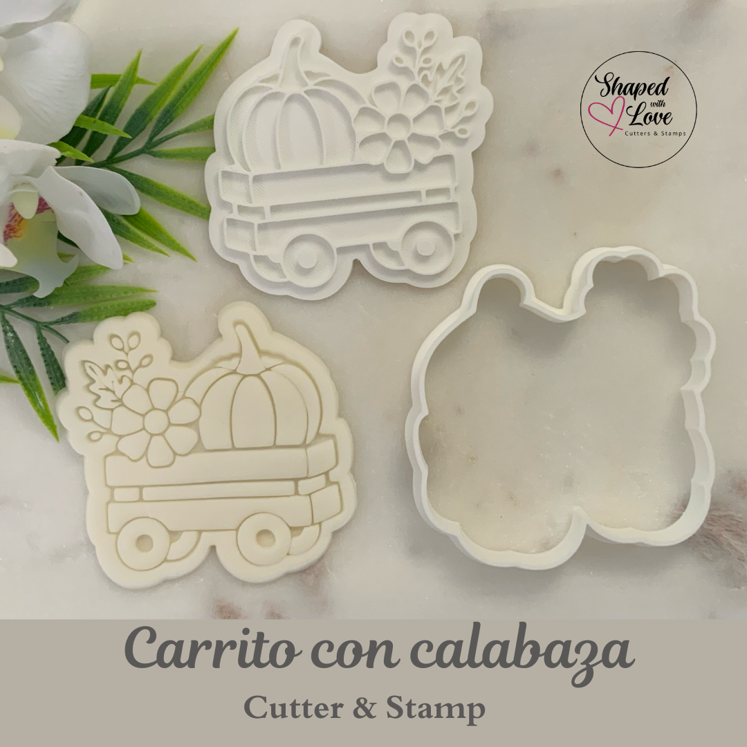 Carrito con calabaza Cookie Cutter Stamp
