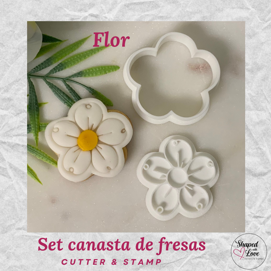Set Canasta de Fresa Cookie Cutter Stamp