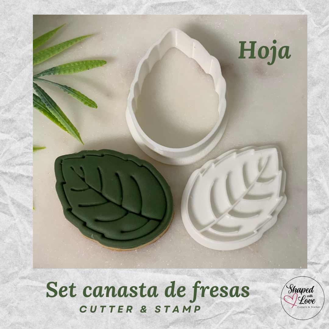 Set Canasta de Fresa Cookie Cutter Stamp