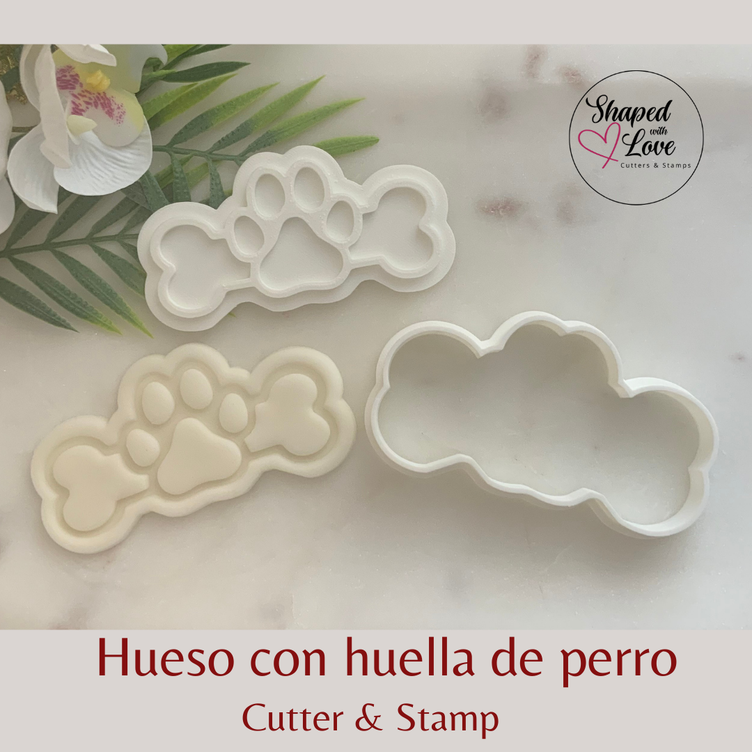 Hueso con Huella Cookie Cutter Stamp