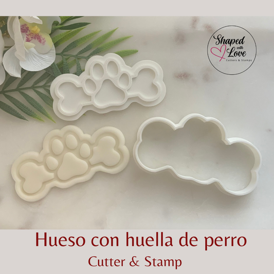 Hueso con Huella Cookie Cutter Stamp