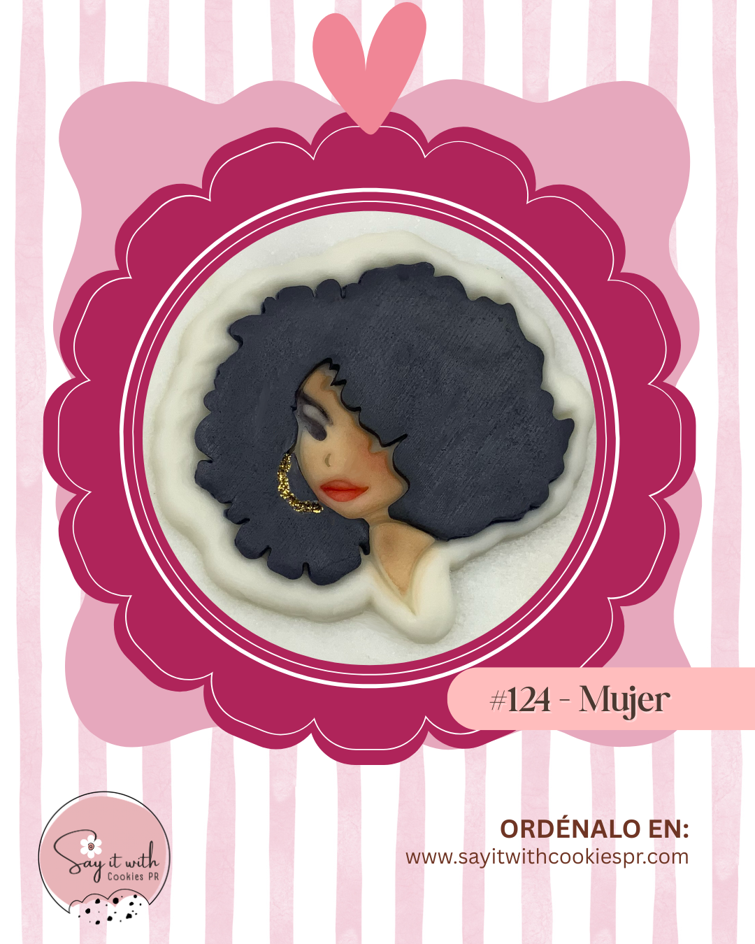 Cookie decoration of a woman's face 