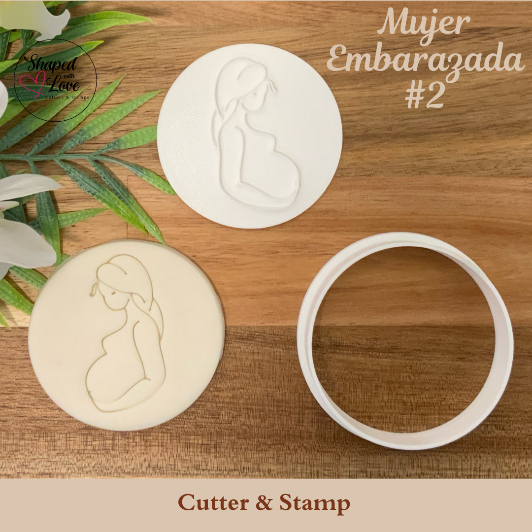 Mujer Embarazada Cookie Cutter Stamp