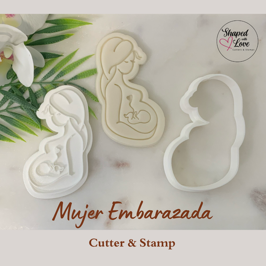 Mujer embarazada Cookie Cutter Stamp