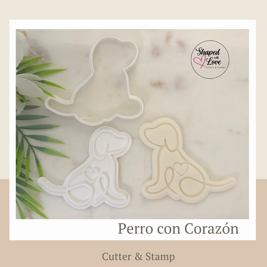 Perro con corazon Cookie Cutter Stamp