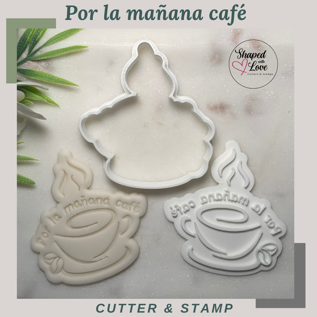 Por la mañana café Por la tarde ron Cookie Cutter Stamp